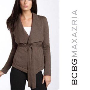 BCBGMAXAZRIA Heathered Brown Wrap Knit Jacket